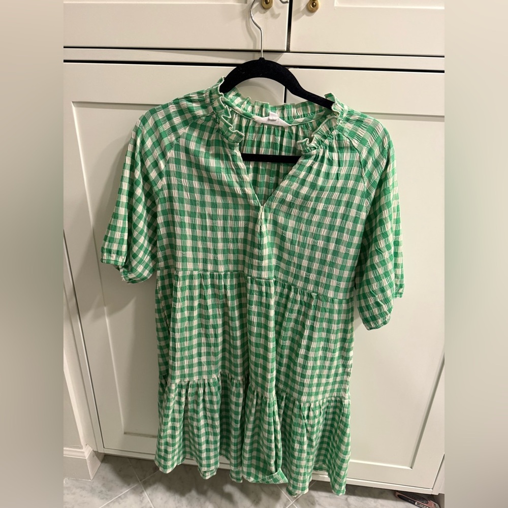 BB Dakota Green and White Checkered Top